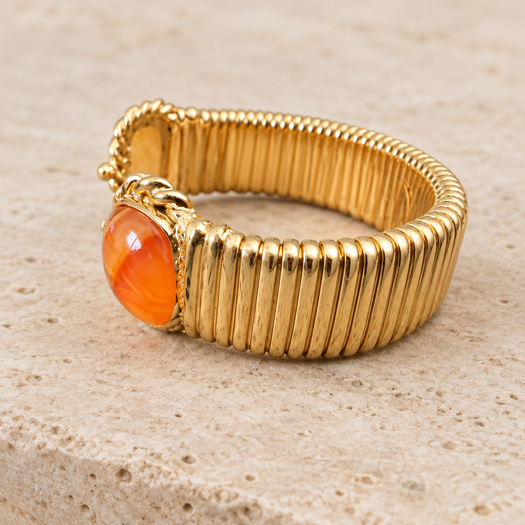 GAS BIJOUX - BRACELET AMARANTE DOUBLE DORÉ - CORNALINE