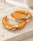GAS BIJOUX - BOUCLES D'OREILLES CREOLES COBRA PETITE MODELE - ACÉTATE ORANGÉ