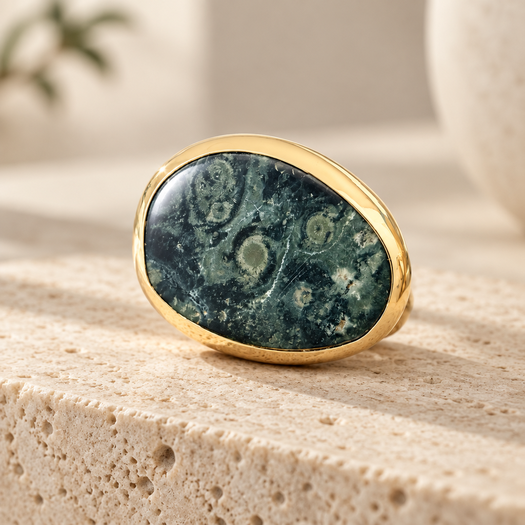 GAS BIJOUX - BAGUE AURA MINI DORÉE - VESSONITE - AJUSTABLE