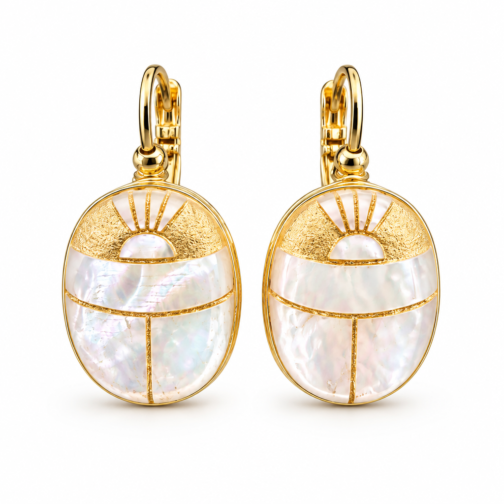 GAS BIJOUX - BOUCLES D'OREILLES SCARAMOUCHE DORÉES - NACRE BLANCHE