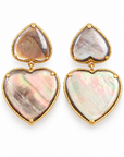 GAS BIJOUX - BOUCLES D'OREILLES  GISELE COEUR GRAND MODELE DORÉES - NACGRE GRISE