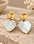 GAS BIJOUX - BOUCLES D'OREILLES  GISELE COEUR GRAND MODELE DORÉES - NACGRE GRISE