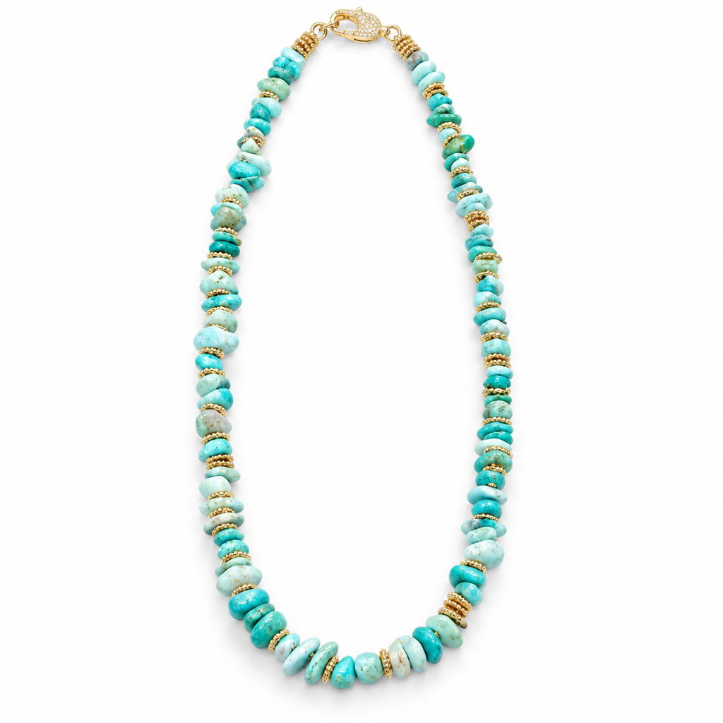 GAS BIJOUX - COLLIER ALOHA MÉTAL DORÉ - AMAZONITE