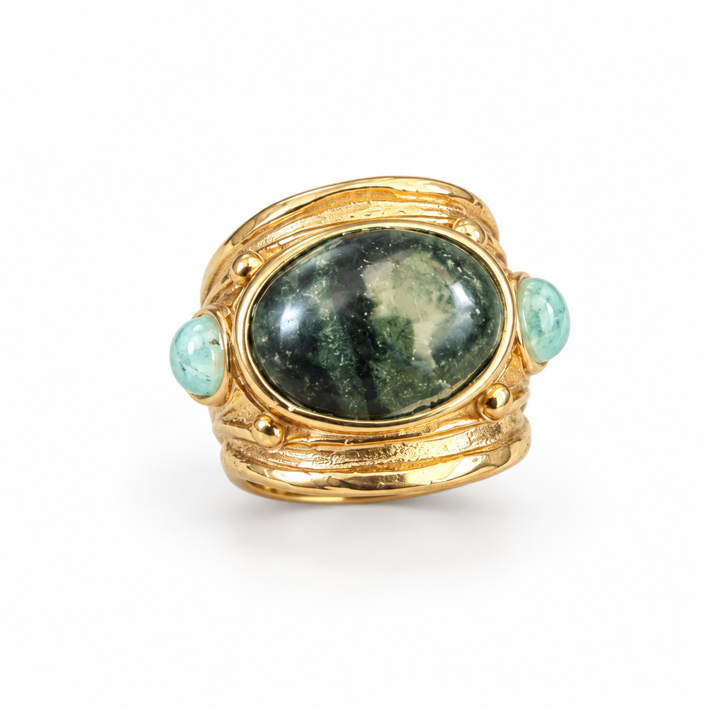 GAS BIJOUX - BAGUE SIMONE DORÉE - VESSONITE - TAILLE S et M