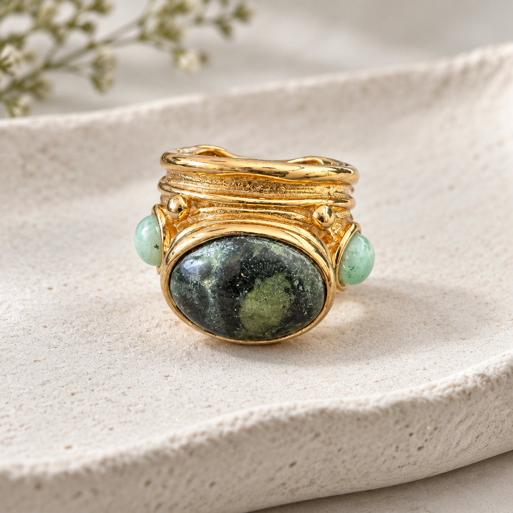 GAS BIJOUX - BAGUE SIMONE DORÉE - VESSONITE - TAILLE S et M