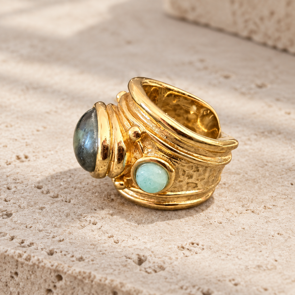 GAS BIJOUX - BAGUE SIMONE DORÉE - VESSONITE - TAILLE S et M
