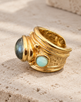 GAS BIJOUX - BAGUE SIMONE DORÉE - VESSONITE - TAILLE S et M