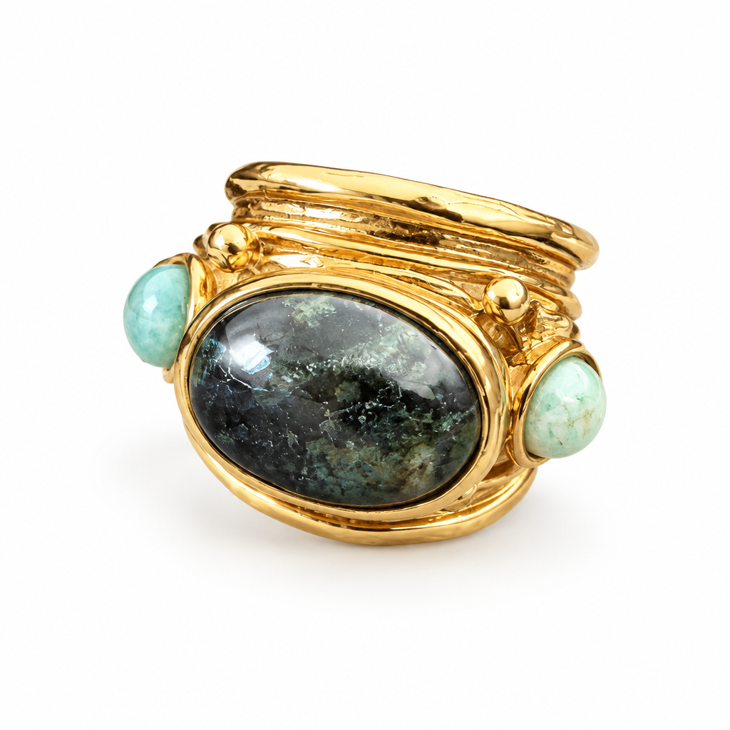 GAS BIJOUX - BAGUE SIMONE DORÉE - VESSONITE - TAILLE S et M