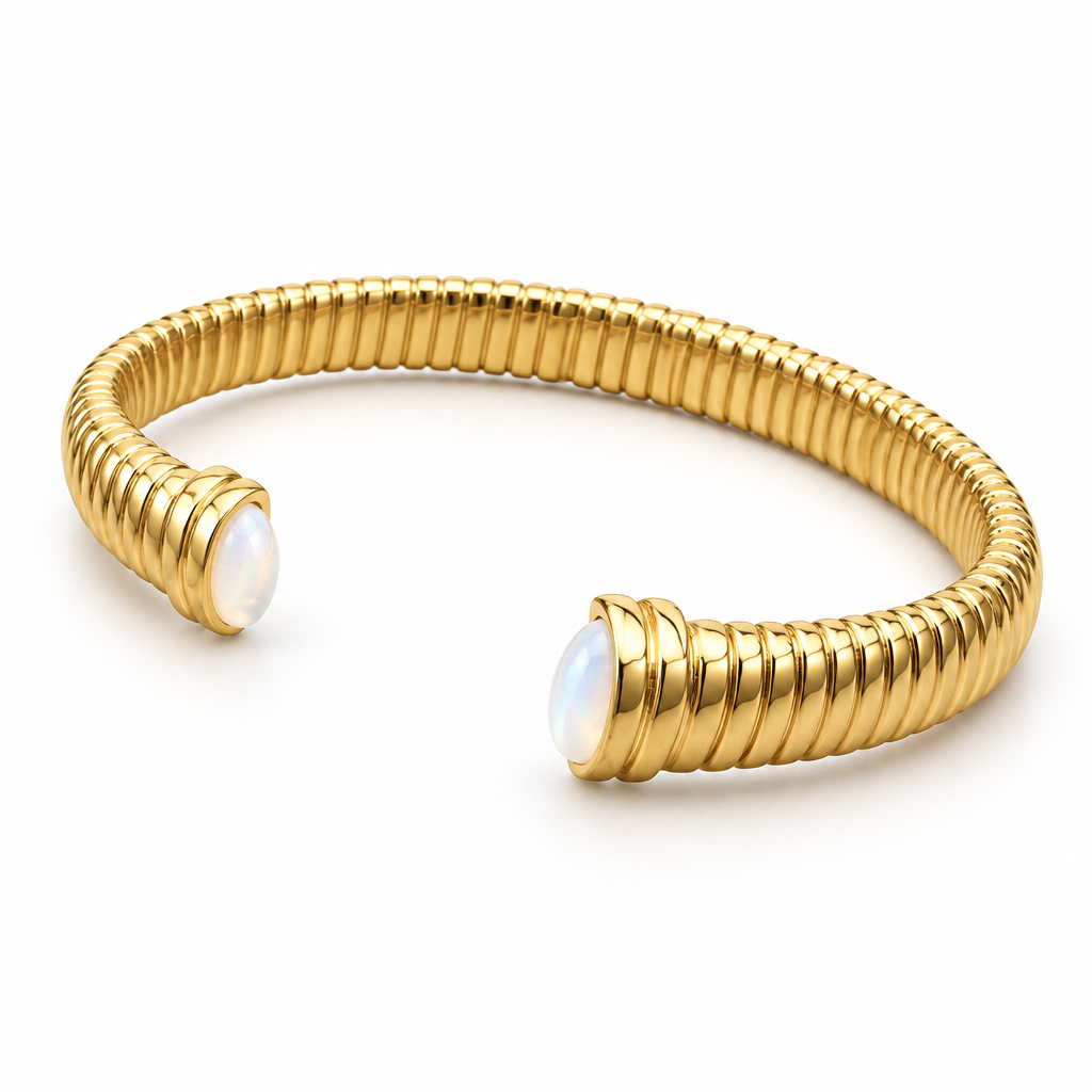 GAS BIJOUX - BRACELET JONC ANTIGONE DORÉ  - NACRE BLANCHE - AJUSTABLE