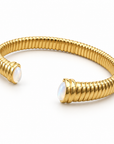GAS BIJOUX - BRACELET JONC ANTIGONE DORÉ  - NACRE BLANCHE - AJUSTABLE