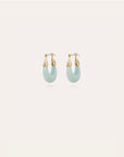 GAS BIJOUX - Boucles d’oreilles Écume petit modèle acétate dorées - Bleu clair