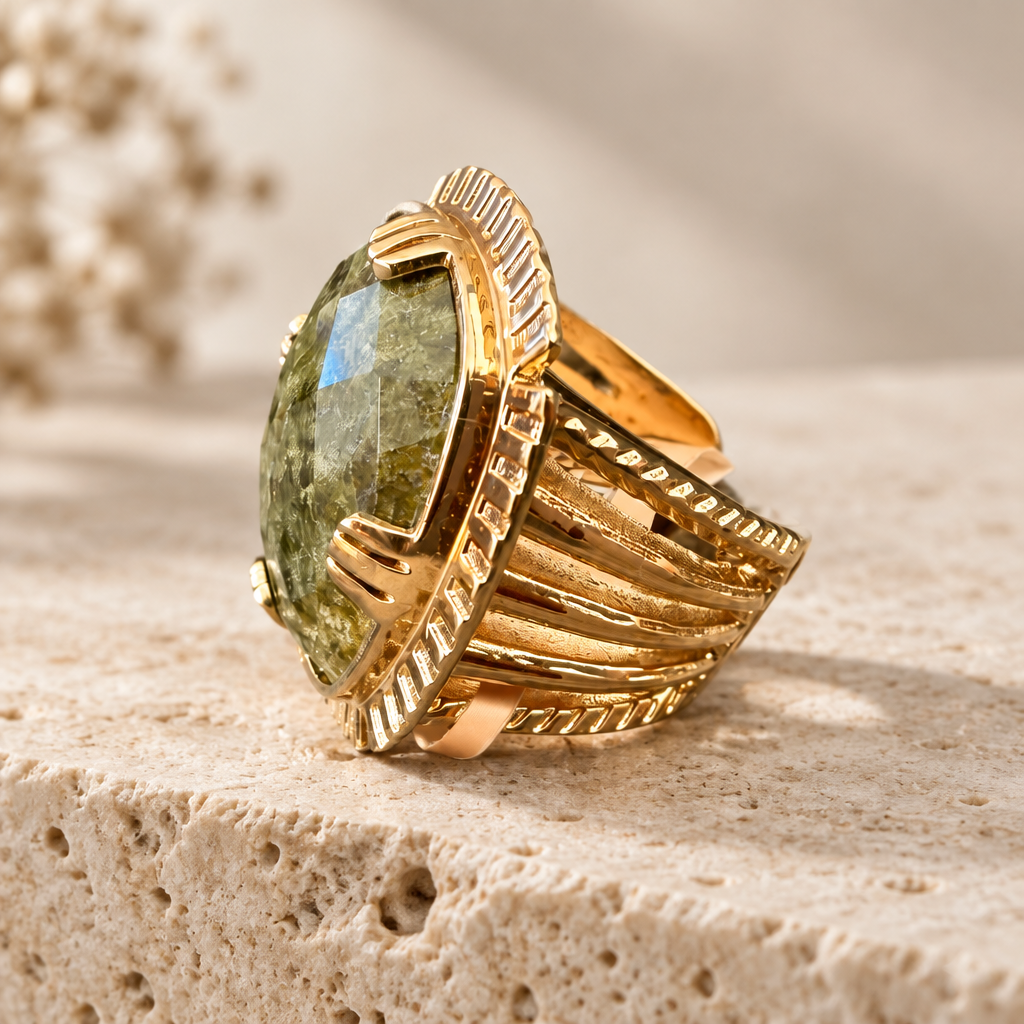 GAS BIJOUX - BAGUE ARTY DORÉE - VESSONITE - TAILLE M