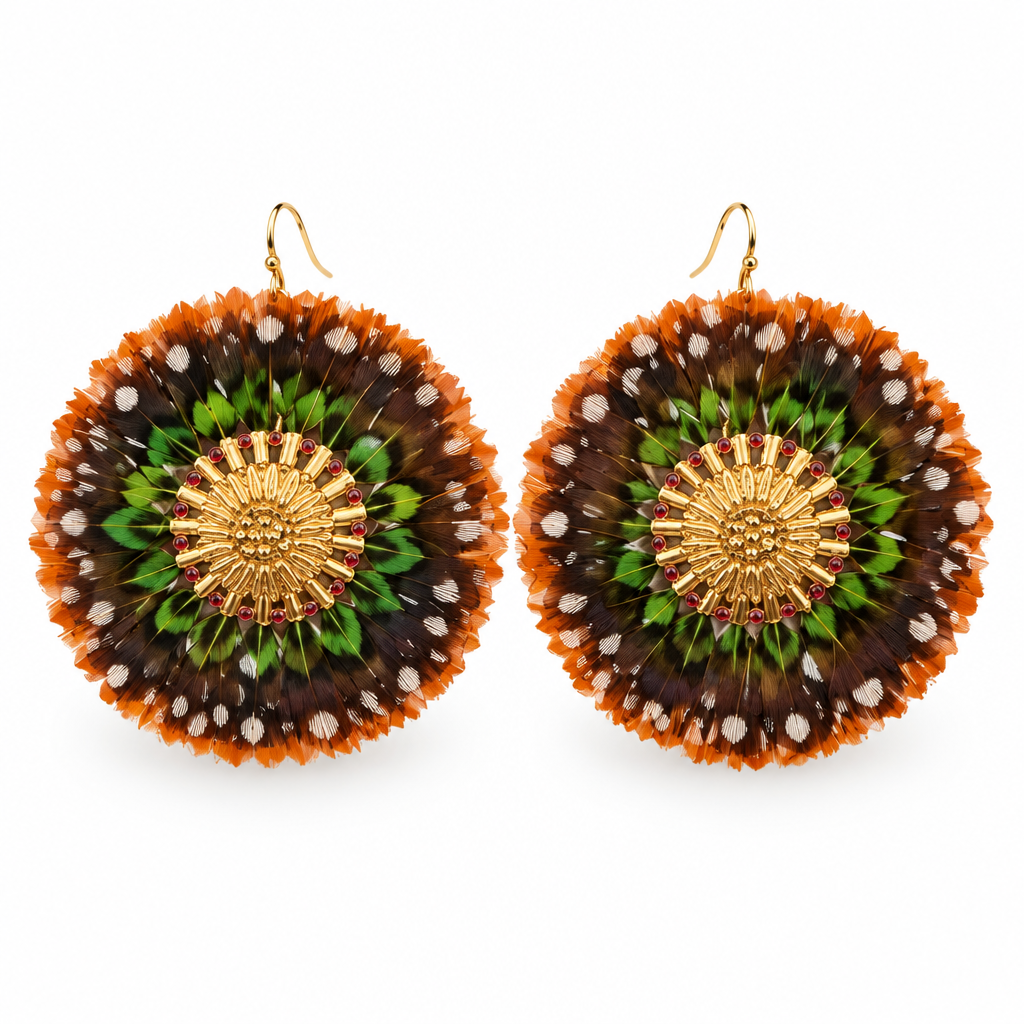 GAS BIJOUX - BOUCLES D'OREILLES ICONE SUN PLUMES DORÉES