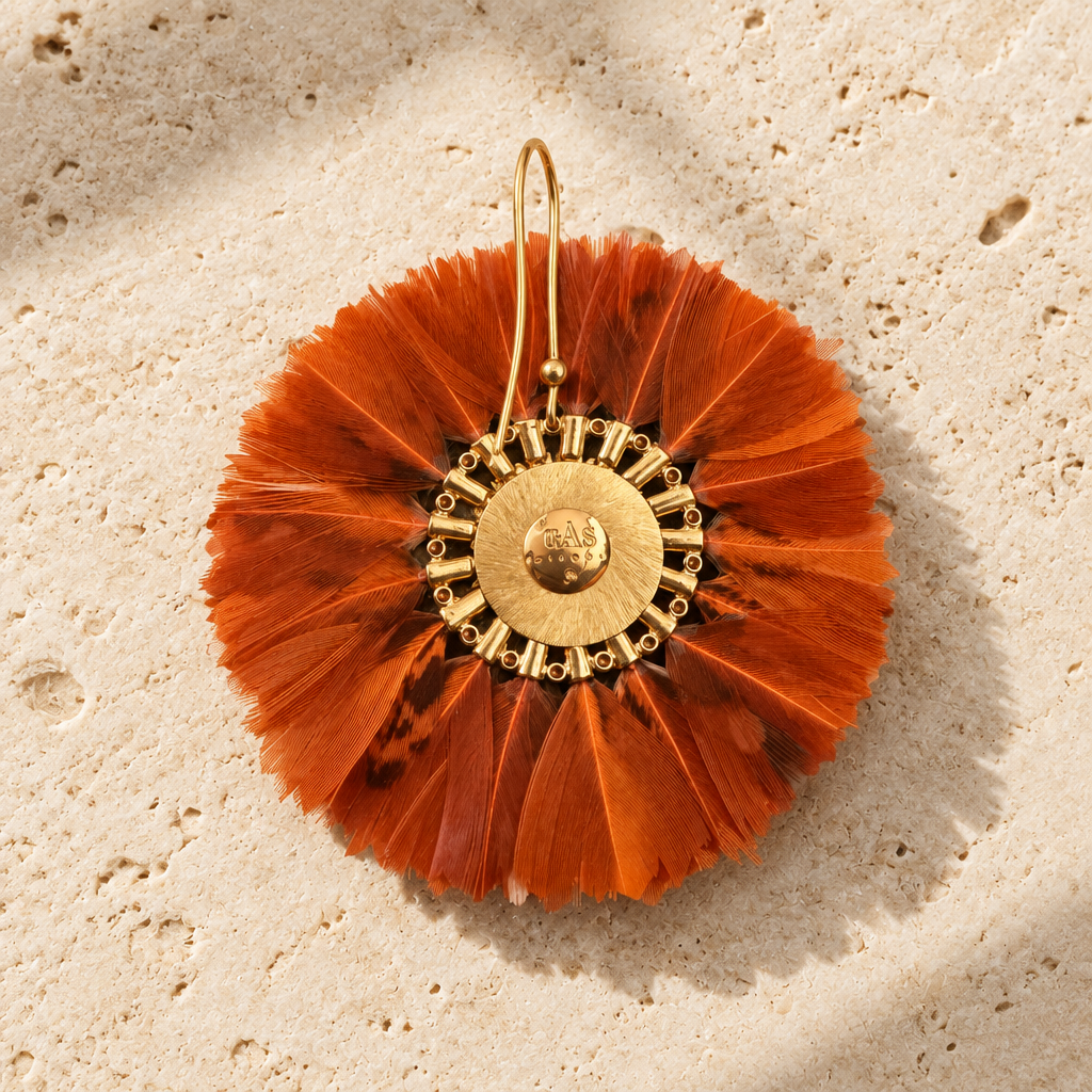 GAS BIJOUX - BOUCLES D'OREILLES ICONE SUN PLUMES DORÉES