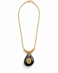 GAS BIJOUX - COLLIER GALET TREFLE DORÉ - ONYX NOIR