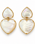 GAS BIJOUX - BOUCLES D'OREILLES GISELE COEUR DORÉES - NACRE BLANCHE