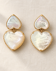 GAS BIJOUX - BOUCLES D'OREILLES GISELE COEUR DORÉES - NACRE BLANCHE