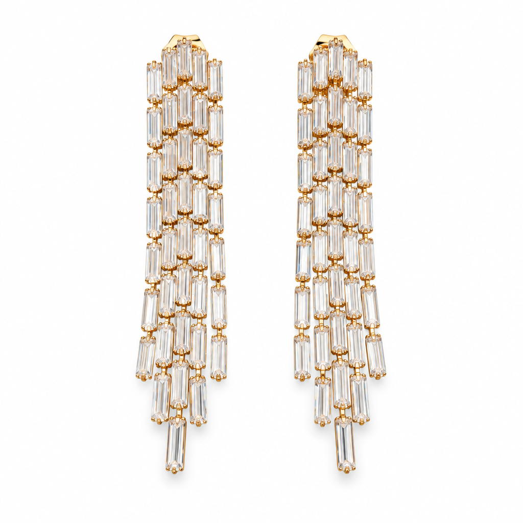 JORGINA - BOUCLES D'OREILLES TIGES DROITES CRISTAUX BLANCS