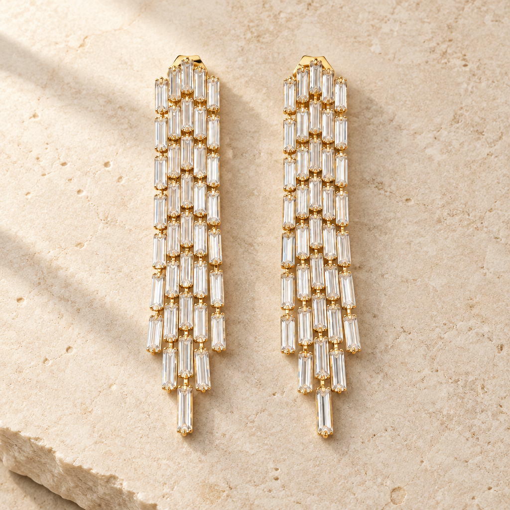 JORGINA - BOUCLES D'OREILLES TIGES DROITES CRISTAUX BLANCS