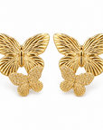 JORGINA - BOUCLES D'OREILLES PAPILLON DOUBLE DORÉES AVEC PAILLETTES - 3 VERSIONS