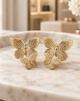 JORGINA - BOUCLES D'OREILLES PAPILLON DOUBLE DORÉES AVEC PAILLETTES - 3 VERSIONS