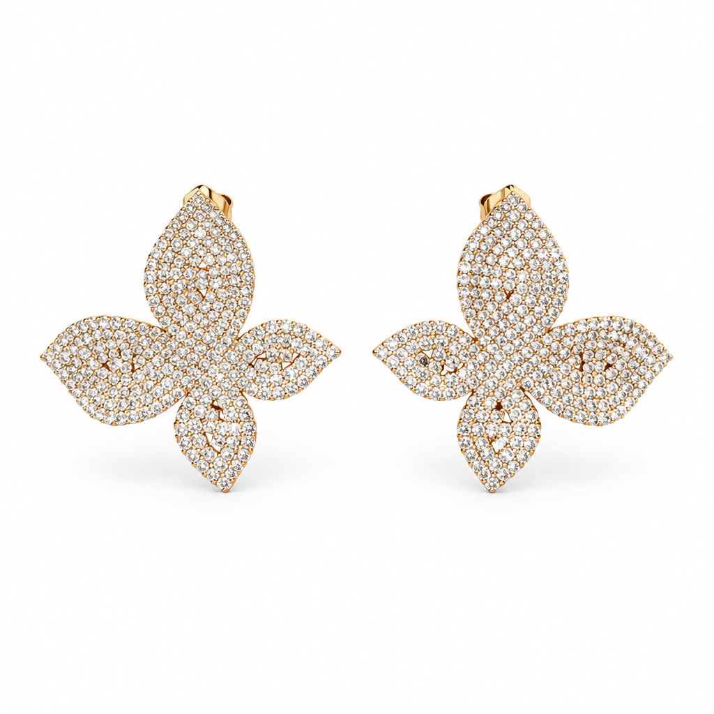JORGINA - BOUCLES D'OREILLES PAPILLONS DORÉES TOUTES STRASSÉES