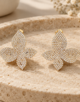 JORGINA - BOUCLES D'OREILLES PAPILLONS DORÉES TOUTES STRASSÉES