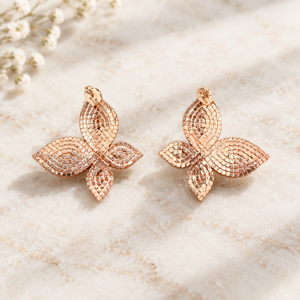 JORGINA - BOUCLES D'OREILLES PAPILLONS DORÉES TOUTES STRASSÉES