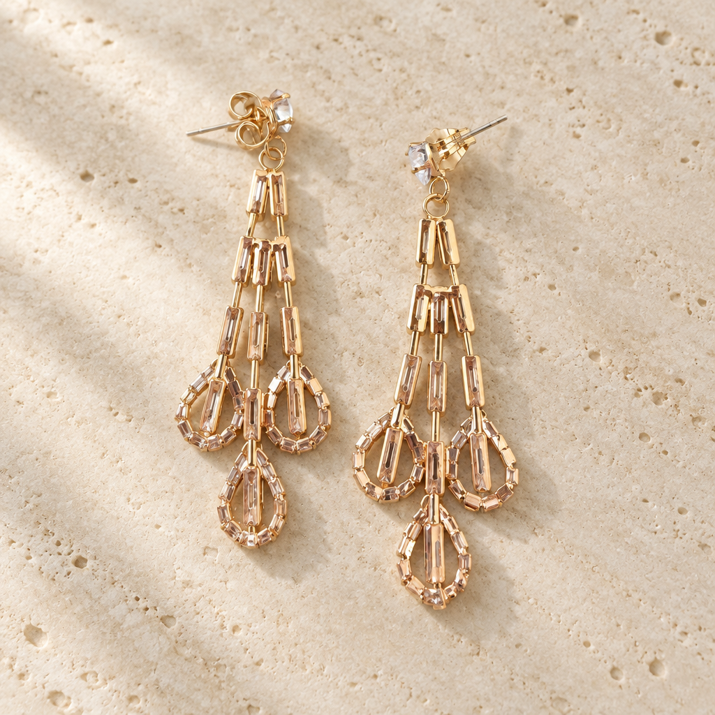 JORGINA - BOUCLES D'OREILLES DORÉES - CRISTAUX BLANCS