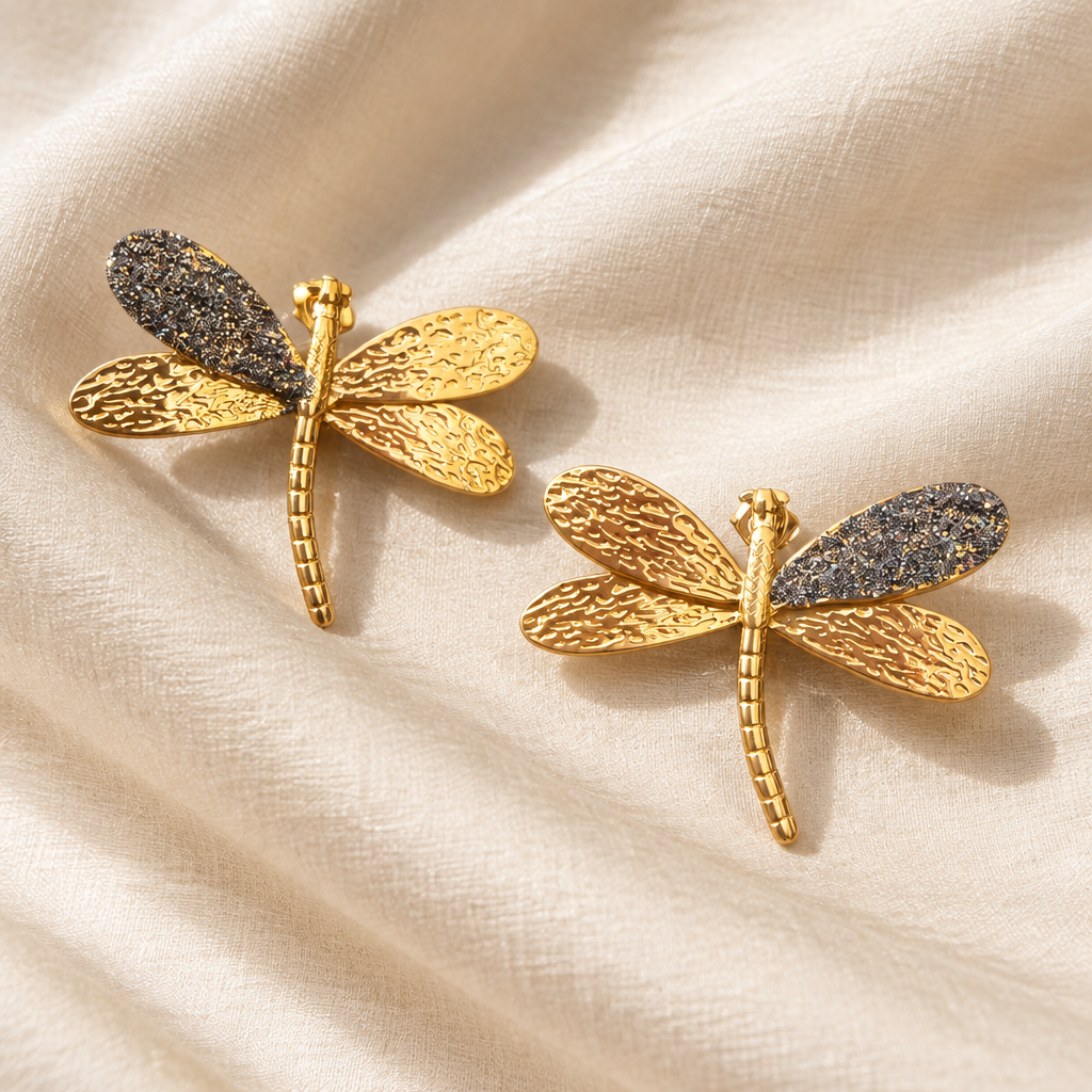 BIJOUX JORGINA - BOUCLES D'OREILLES TIGES DROITES DORÉES AVEC PAILLETTES - 3 VERSIONS