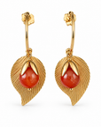 JORGINA - BOUCLES D'OREILLES CRÉOLES DORÉES - CORNALINE