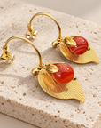 JORGINA - BOUCLES D'OREILLES CRÉOLES DORÉES - CORNALINE