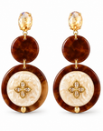 GAS BIJOUX - BOUCLES D'OREILLES DORÉES - ACÉTATE MARRON ET BEIGE