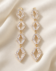 BIJOUX JORGINA - BOUCLES D'OREILLES CRISTAUX EN LOSANGES BLANCS ou GOLD
