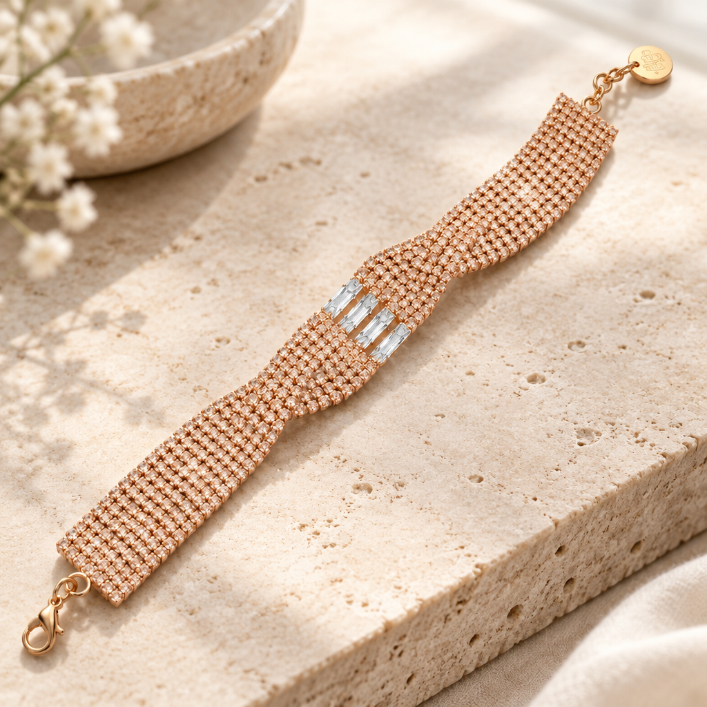 JORGINA - BRACELET DORÉ CRISTAUX BLANCS OU GOLD
