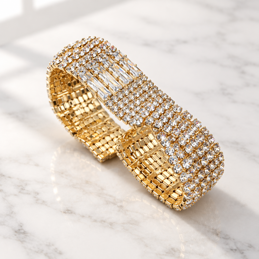 JORGINA - BRACELET DORÉ CRISTAUX BLANCS OU GOLD