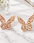 JORGINA - BOUCLES D'OREILLES DORÉES PAPILLONS STRASSÉES