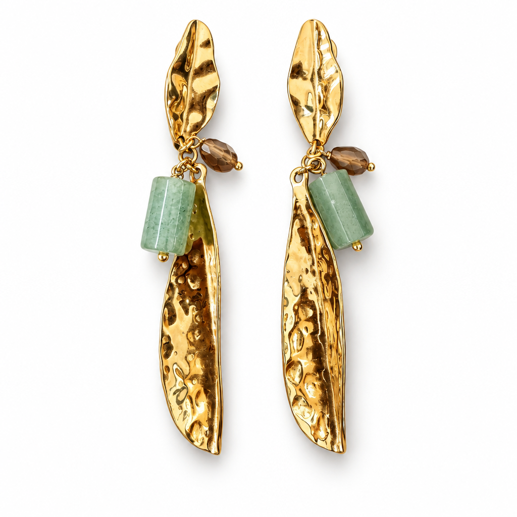 BIJOUX JORGINA - BOUCLES D'OREILLES FEUILLES DORÉES - 3 VERSIONS