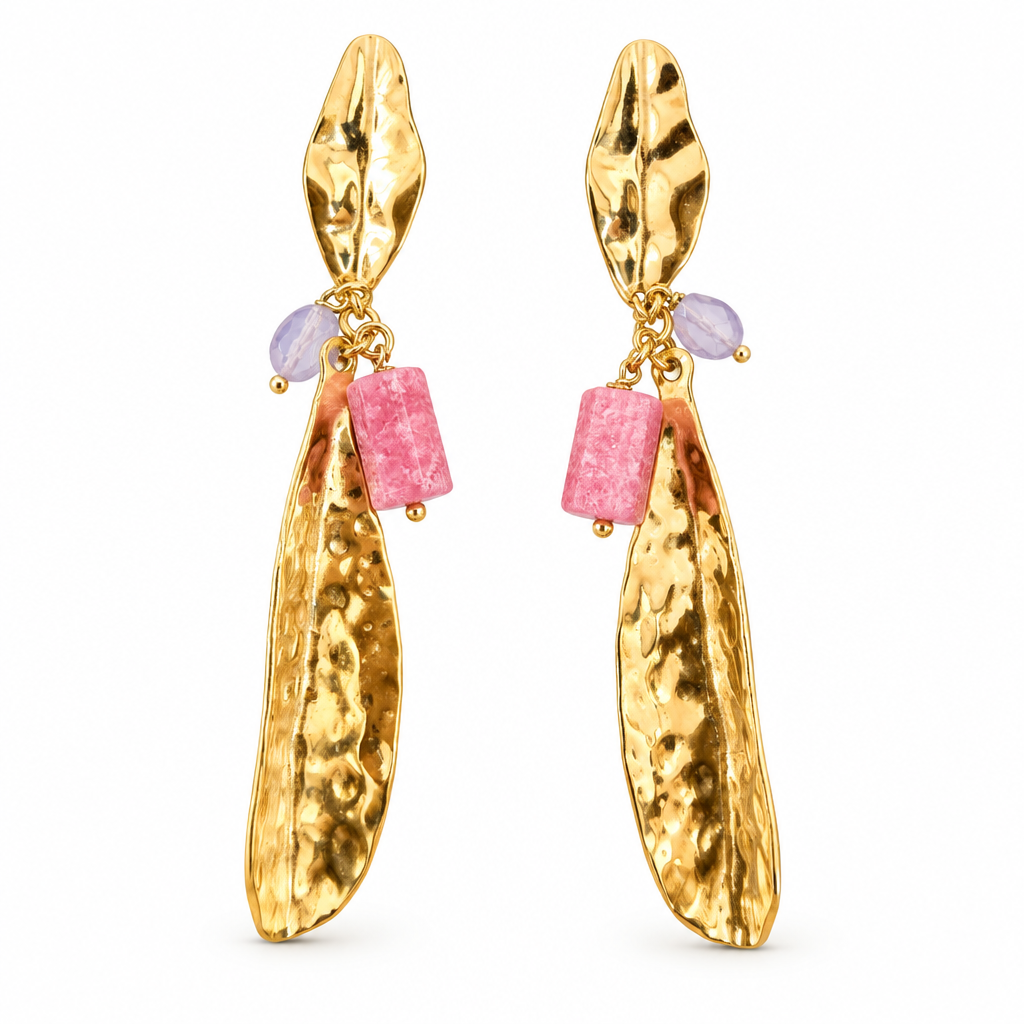 BIJOUX JORGINA - BOUCLES D'OREILLES FEUILLES DORÉES - 3 VERSIONS
