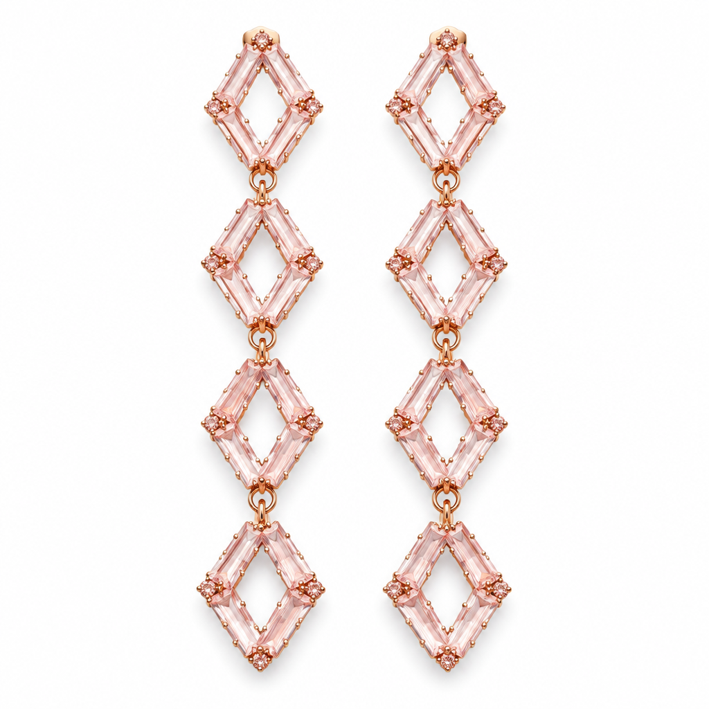 BIJOUX JORGINA - BOUCLES D'OREILLES CRISTAUX EN LOSANGES BLANCS ou GOLD