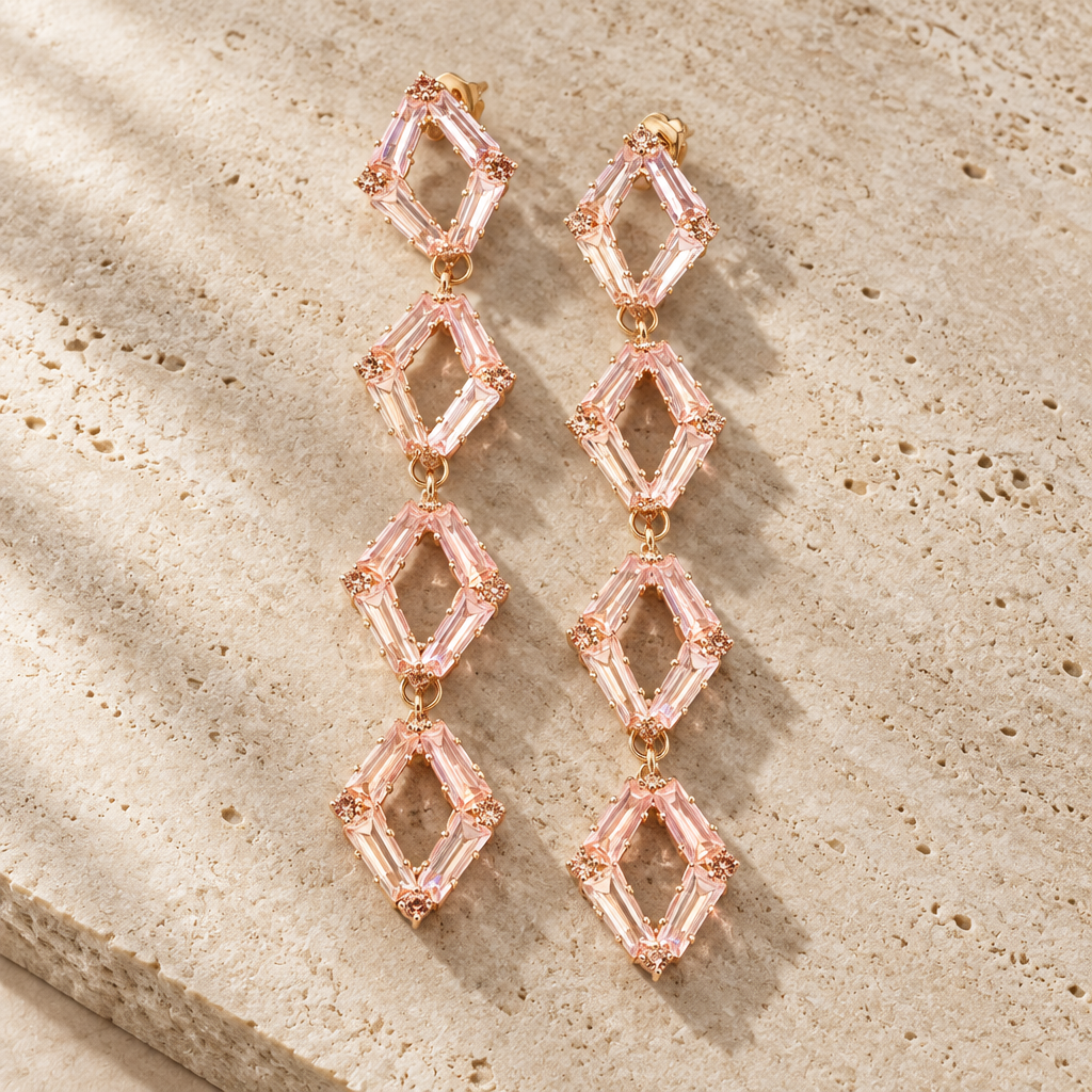 BIJOUX JORGINA - BOUCLES D'OREILLES CRISTAUX EN LOSANGES BLANCS ou GOLD