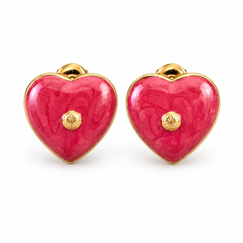 GAS BIJOUX - BOUCLES D'OREILLES PUCES COEUR ÉMAILLÉES - 3 COULEURS