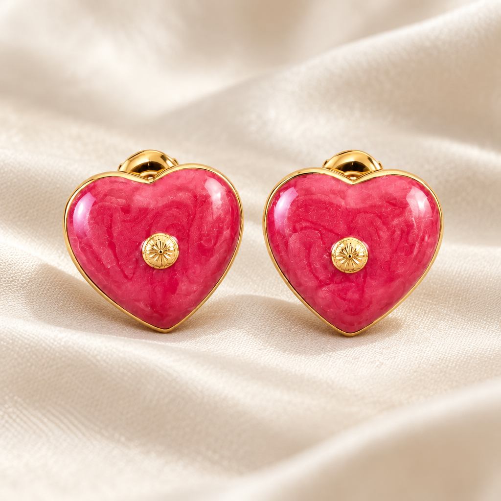 GAS BIJOUX - BOUCLES D'OREILLES PUCES COEUR ÉMAILLÉES - 3 COULEURS