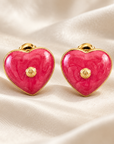 GAS BIJOUX - BOUCLES D'OREILLES PUCES COEUR ÉMAILLÉES - 3 COULEURS