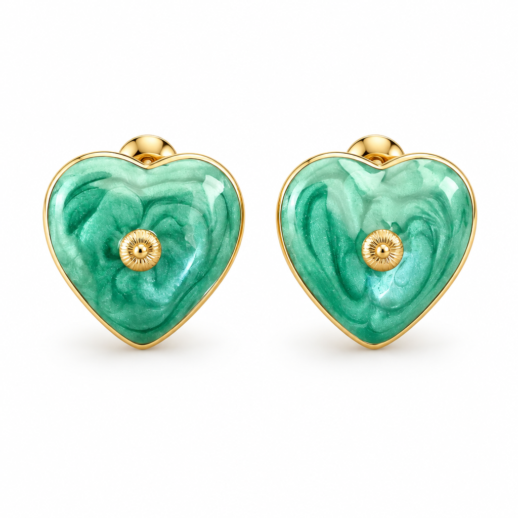 GAS BIJOUX - BOUCLES D'OREILLES PUCES COEUR ÉMAILLÉES - 3 COULEURS