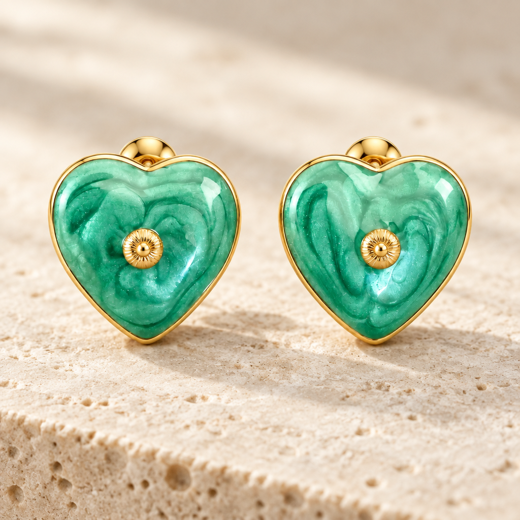GAS BIJOUX - BOUCLES D'OREILLES PUCES COEUR ÉMAILLÉES - 3 COULEURS