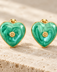GAS BIJOUX - BOUCLES D'OREILLES PUCES COEUR ÉMAILLÉES - 3 COULEURS