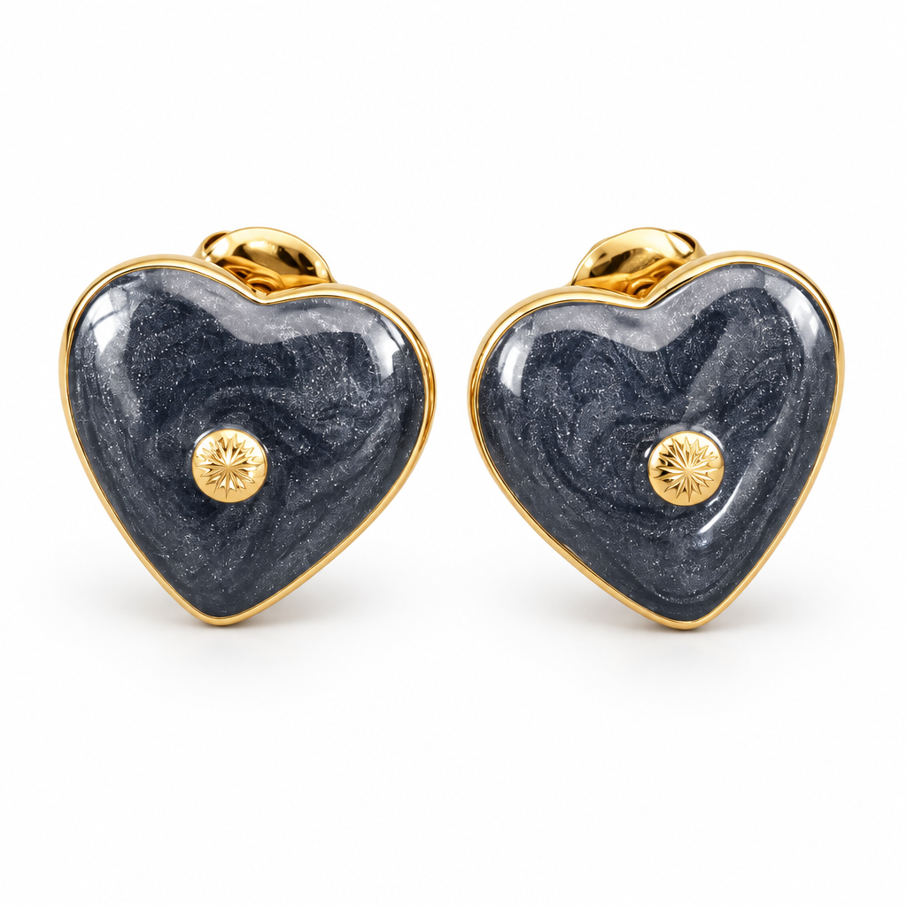 GAS BIJOUX - BOUCLES D'OREILLES PUCES COEUR ÉMAILLÉES - 3 COULEURS