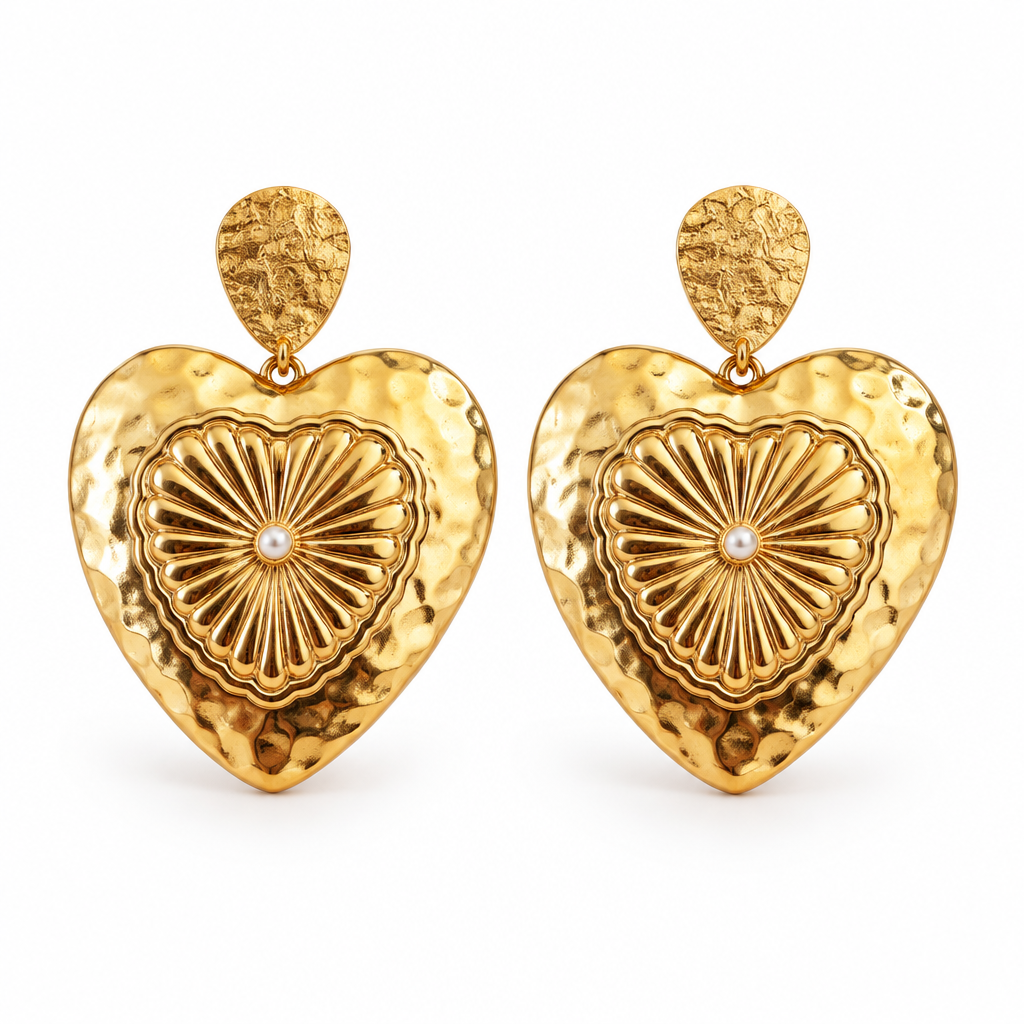 JORGINA - BOUCLES D'OREILLES COEUR DORÉE