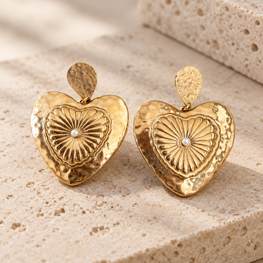 JORGINA - BOUCLES D'OREILLES COEUR DORÉE